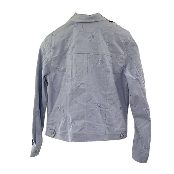 Christine Phillipe Women's embroidered jacket Size 10 Blue Floral - Picture 2 of 10